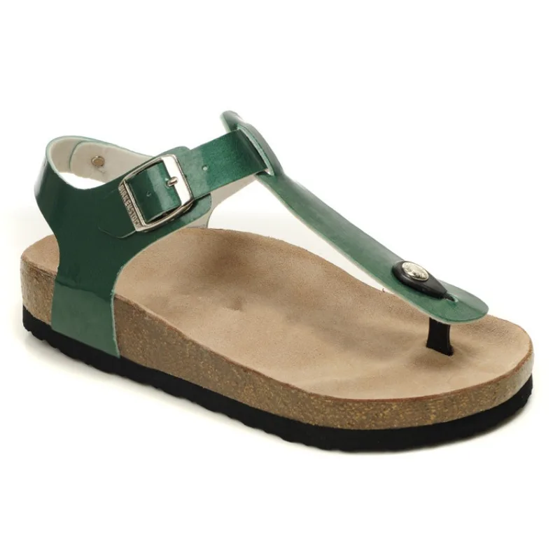 

high quality Cork shoes, flat-heel sandals for summer, men's and women's leather plain-crowned cork beach shoes
