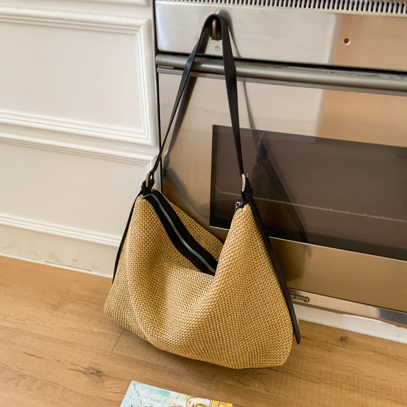 

2025 New Large Woven Straw Tote Bag Beach Vacation Shoulder Purse, Boho Chic Crossbody Bag Spacious Commuter Handbag for Women
