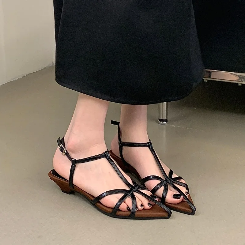Bailamos Women\'s Gladiator Sandals Roman Literary Style Hollow Female Beach Shoes Retro Sandals Hollow Wrap Buckle Dress Shoes M