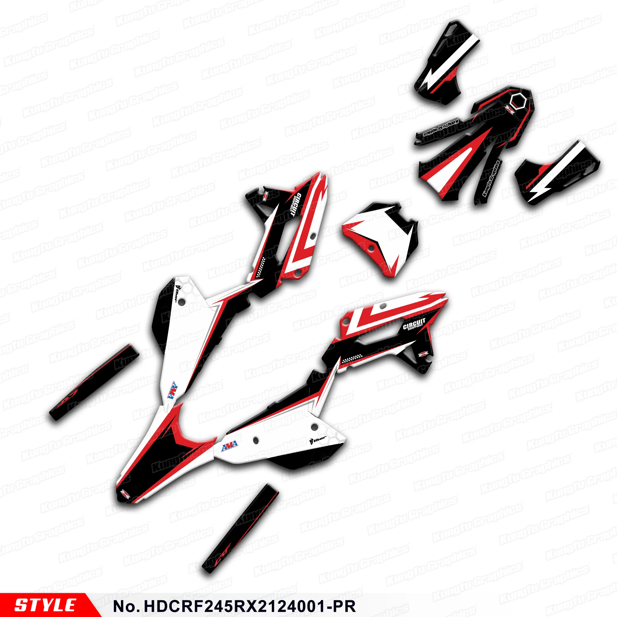 

Racing Graphics Motorcycle Stickers for Honda CRF 250RX CRF250RX CRF450RX 2021 2022 2023 2024, Style No.HDCRF245RX2124001-PR