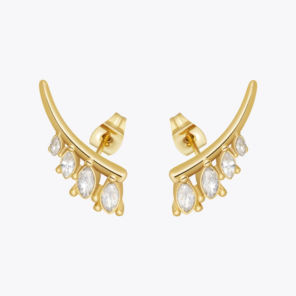 

ENFASHION Aretes De Mujer Rain Drop Stud Earrings With Zircon For Women's Stainless steel Gold Color Fashion Cute Jewelry 231520