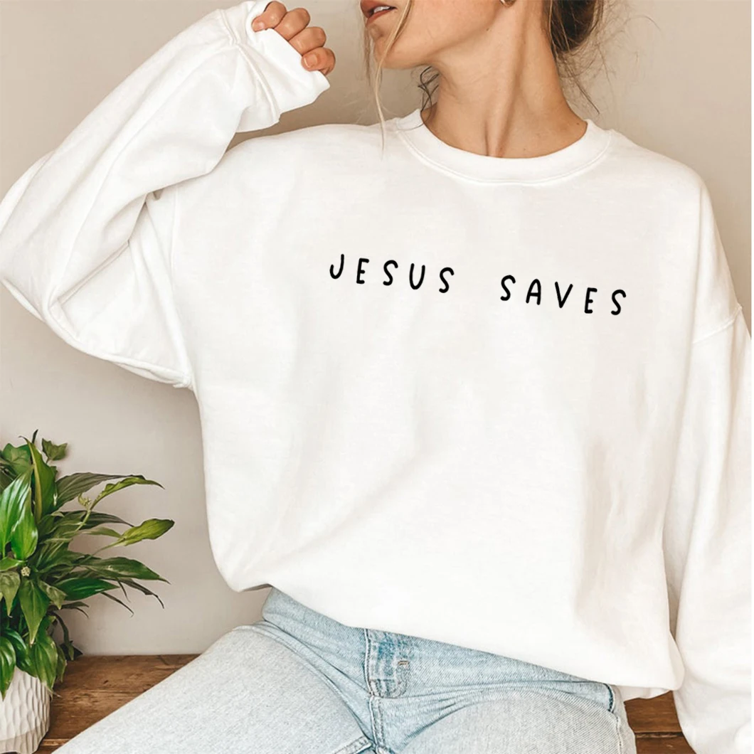 Jesus Saves Sweatshirt Christian Apparel Jesus Hoodie Bible Verses Pullovers Unisex Long Sleeve Sweatshirt Graphic Hoodies Tops