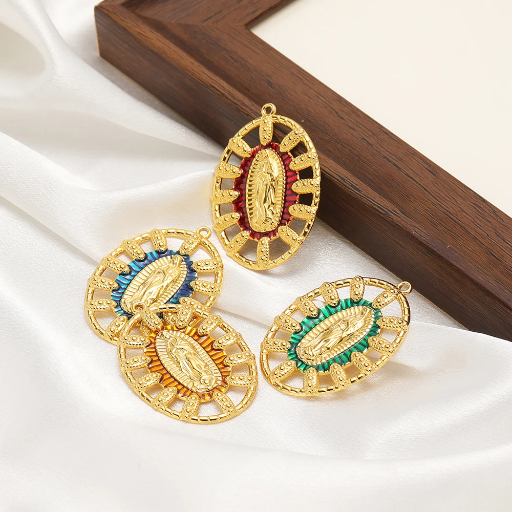3 Stück Edelstahl Gold Emaille Jesus Anhänger für DIY Schmuck, Halsketten, Armbänder, Ohrringe, Zubehör – Detail 5