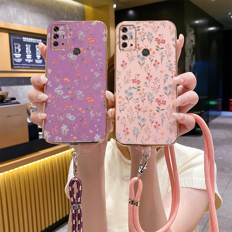 G 30 G 20 Small Garden Luxury Plating Phone Case For Motorola Moto G30 G54 G84 G23 G72 G42 G9Plus G53 G31 G22 G8Play G20 Cover