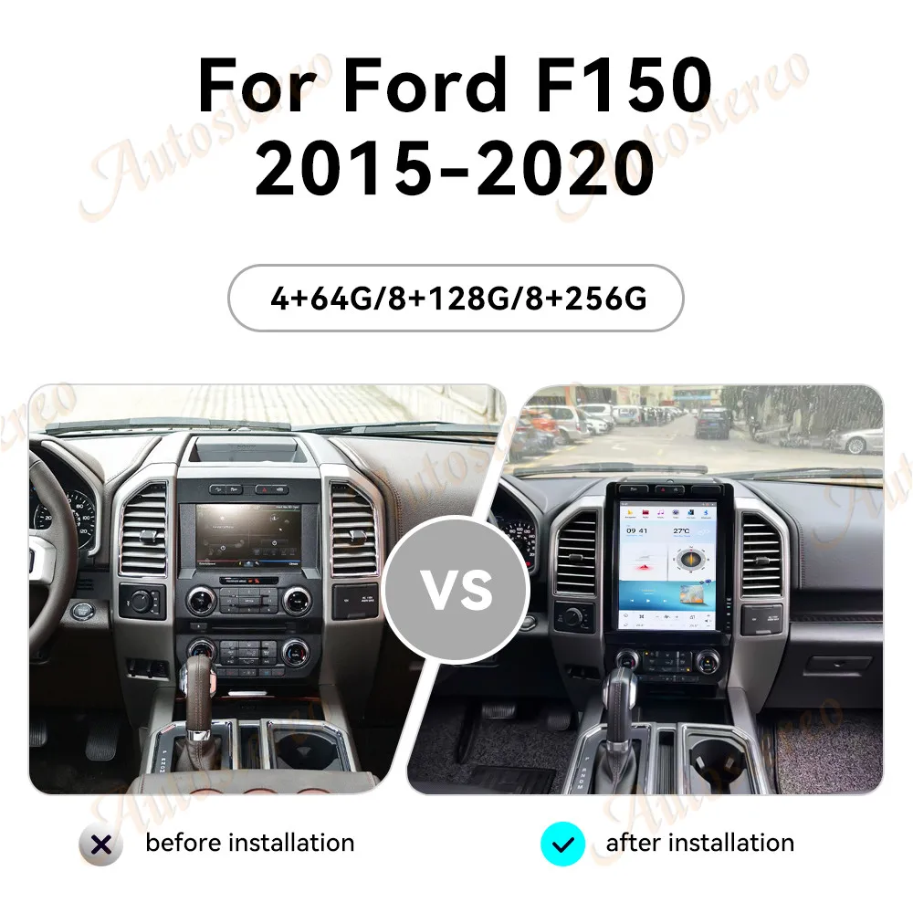 12.1 Screen Android Multimedia Player GPS Navigation For Ford F150 2015 2016 2017 2018 2019 Vertical Tesa Audio Radio Head Unit view 5