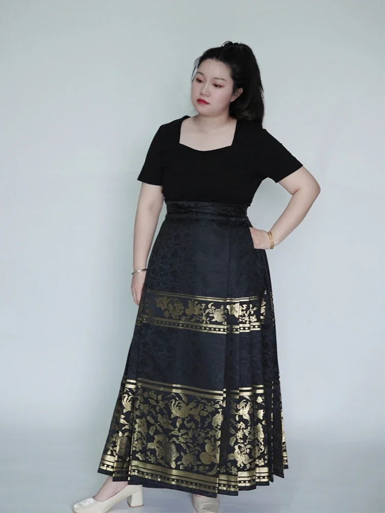 

Suiqi Nature Fat mm Large Weaving Gold Horse Face Skirt 4.5m Original Ming Dynasty Hanfu Women's Spring