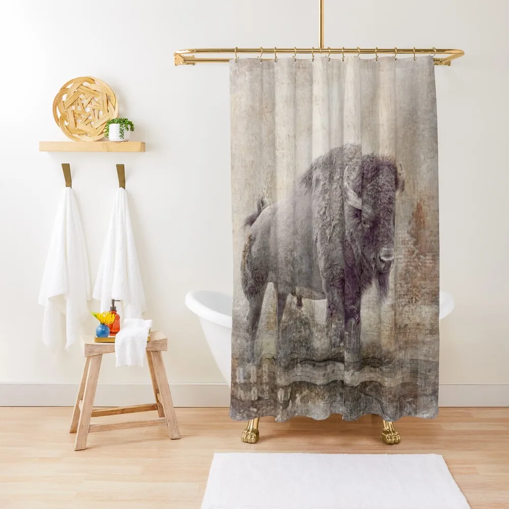 Bull Bison, cabin art Shower Curtain Bathroom And Shower Shower Set Bathroom Accessory For Bathrooms Curtain