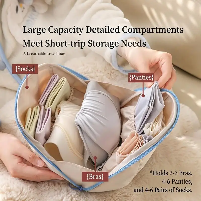 {V} Peachskin Underwear Storage Bag With Soft Touch And Large Capacity Perfect For Travel Weekend Getaways Daily Use