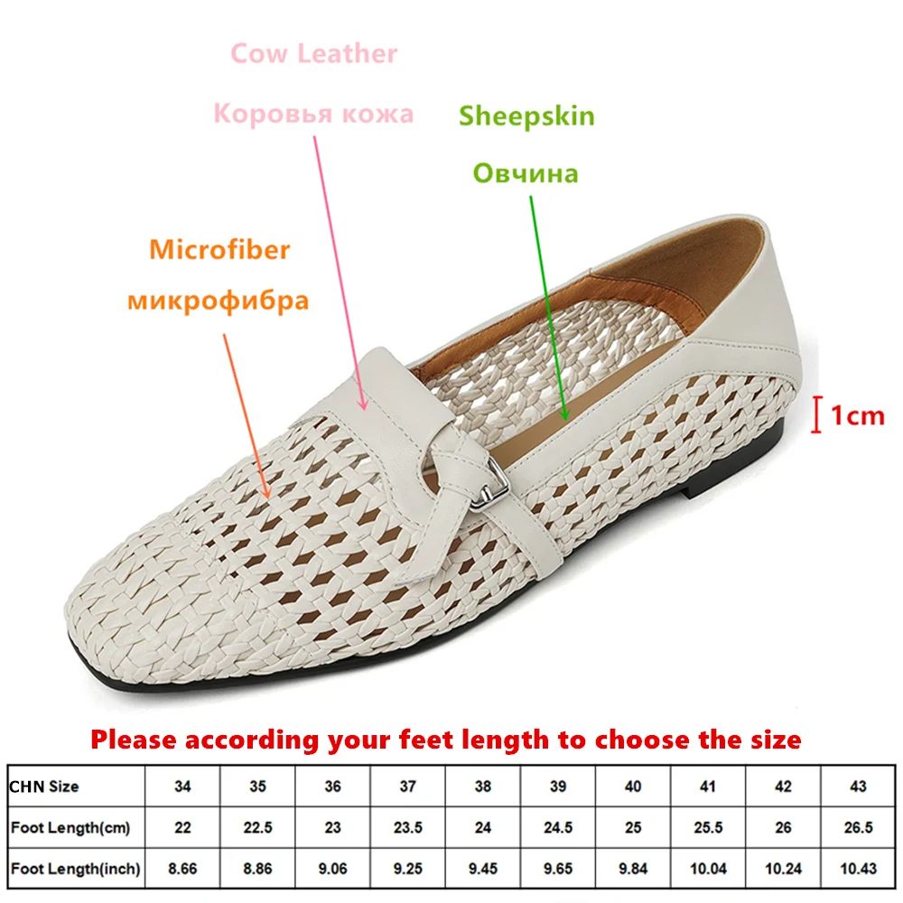 Aucegi Elegant Cool Woven Design Women 2026 Summer Comfortable Flats Bottom New Fashion Square Head Dress Handmade Single Shoes