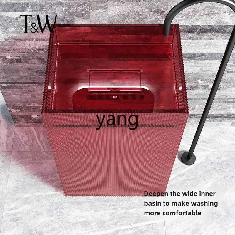 LMM square transparent resin column basin, colored crystal vertical stripe household hand wash basin