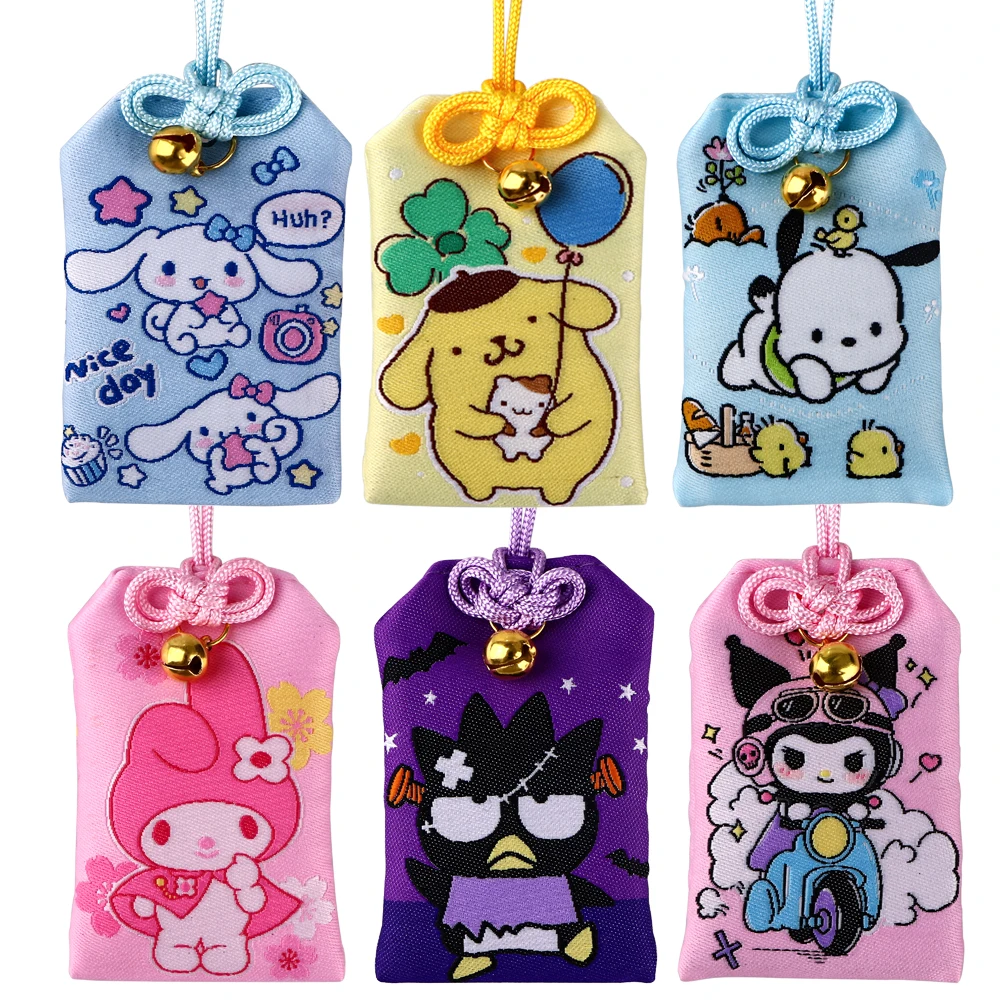 Cartoon Kawaii Dog Prayer Omamori Pray Fortune Health Safety Charm Bag Embroidery Talisman Pendant Women Keychain Accessories