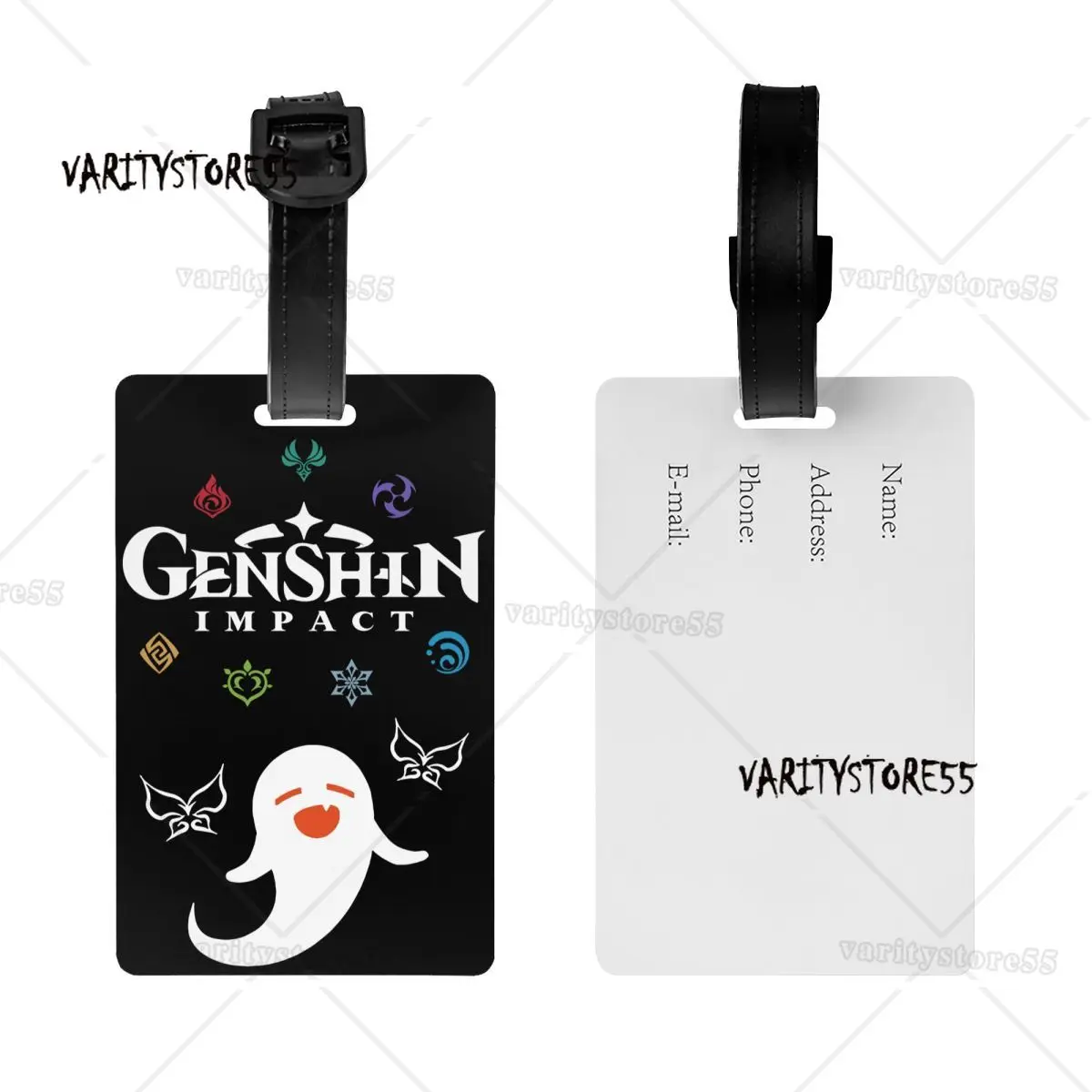 Custom Genshins Impacts Elements Luggage Tag Game Anime Travel Bag Suitcase Privacy Cover ID Label