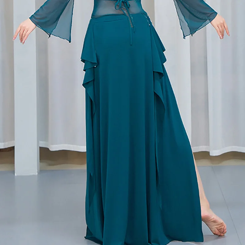 Pantalón de danza del vientre japonés para mujer, ropa de práctica, falda dividida, trajes de danza del vientre, traje de práctica para principiantes, ropa de danza Oriental