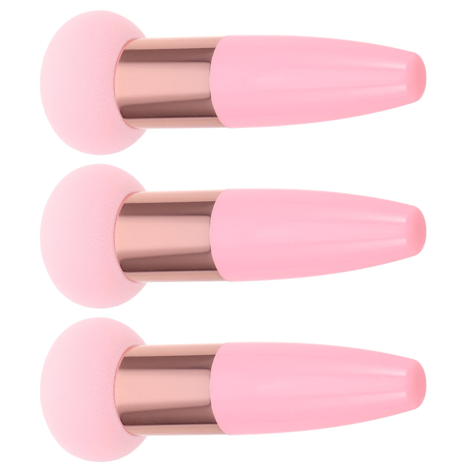 3Pcs Mushroom Head Makeup Sponge Handle Soft Foundation Powder Blush Applicator Set for Liquid and Dry