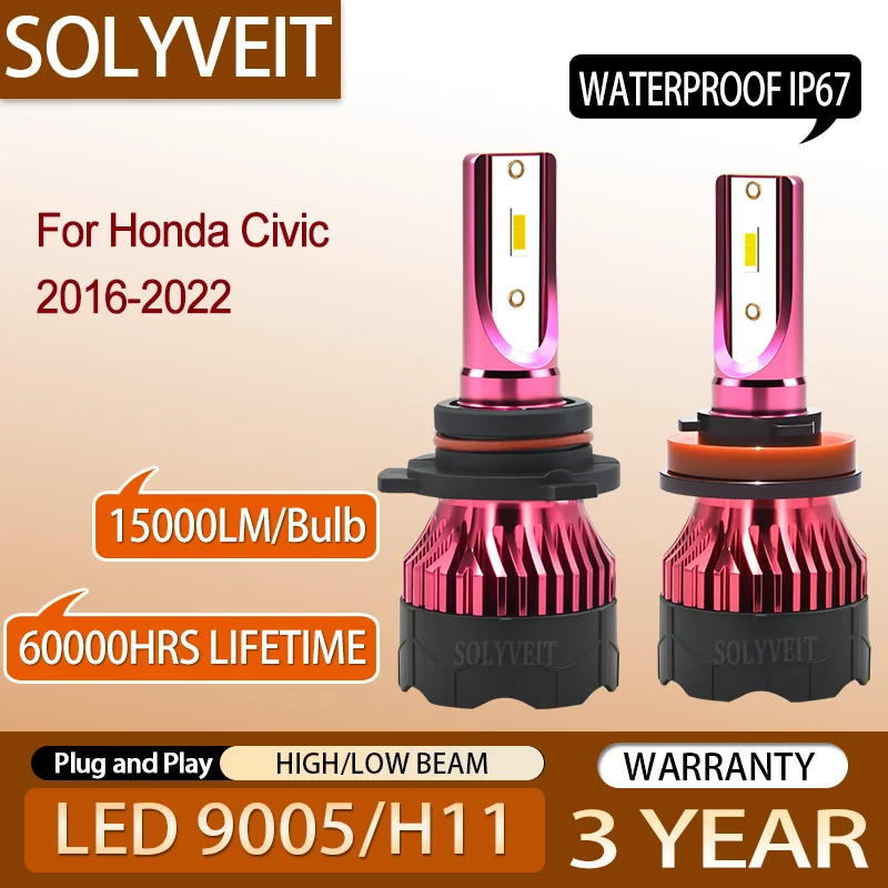 

Powerful Illumination Simple Installation 9005 H11 LED HIGH LOW BEAM HEADLAMP FOR Honda Civic 2016 2017 2018 2019 2020 2021 2022