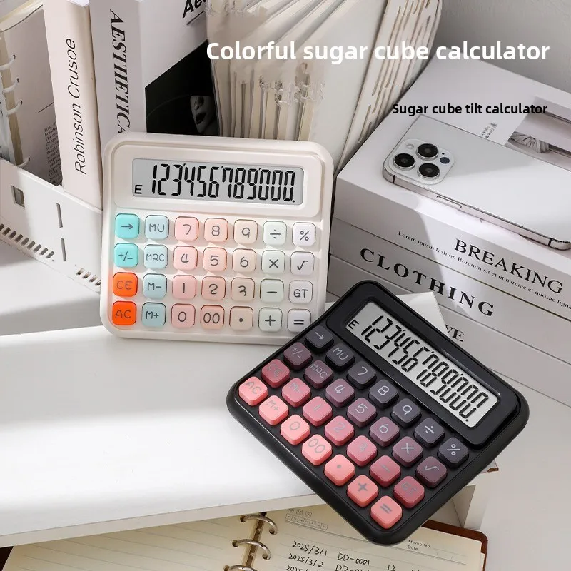 Cube Sugar Voice Calculator with Tilted Keyboard, for Financial & Office Use, High-Aesthetic Design, Suitable for Students