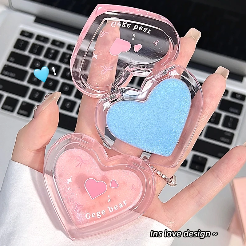 Natural Rose Pink Love Heart Water Light Shimmer Cream Multiuse Blush Clear Transparent Face & Body Highlighter Brighten Contour