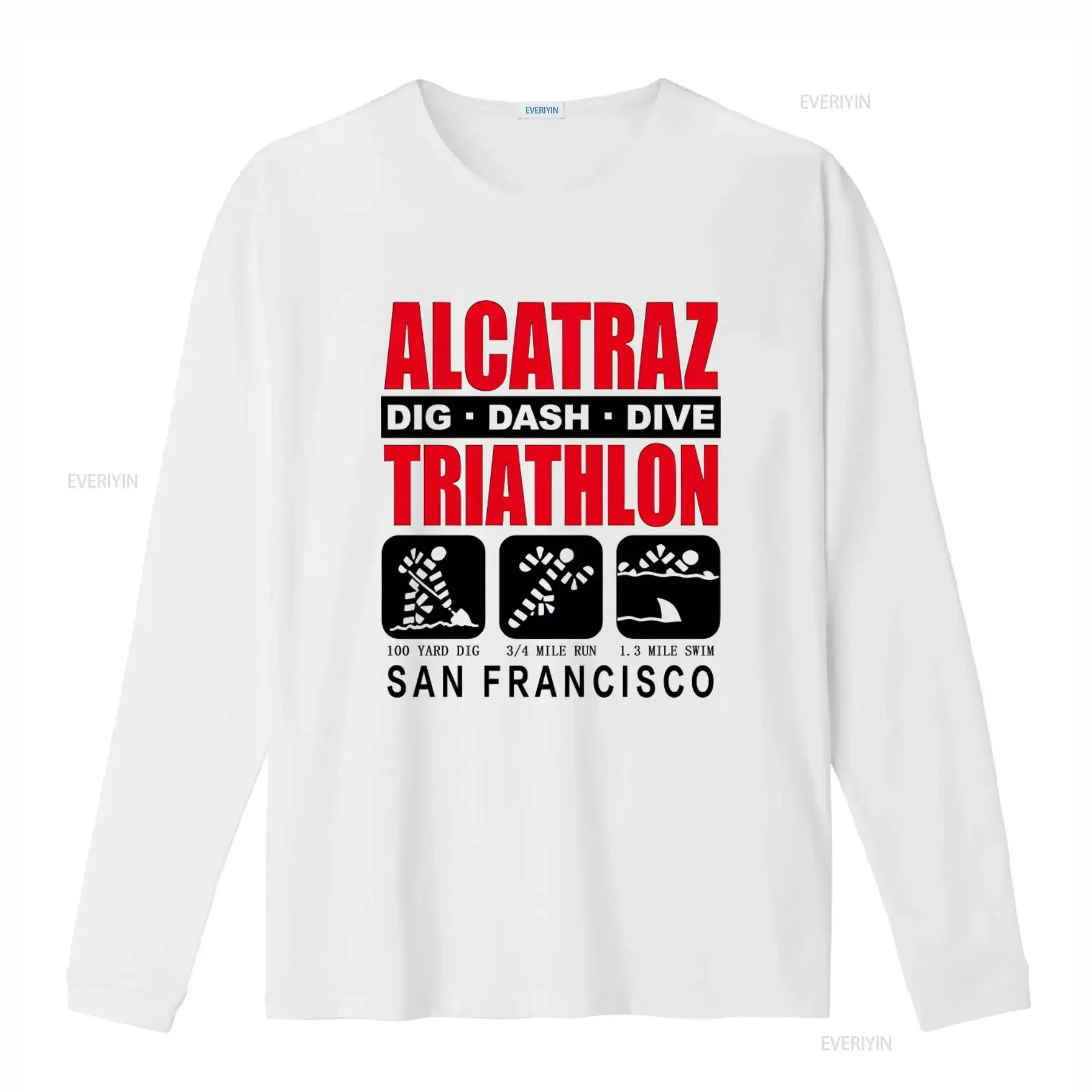Men's XL Vintage Alcatraz Triathlon T Shirt Dig Dash Dive San Francisco Design vintage Washed Comfortable streetwear