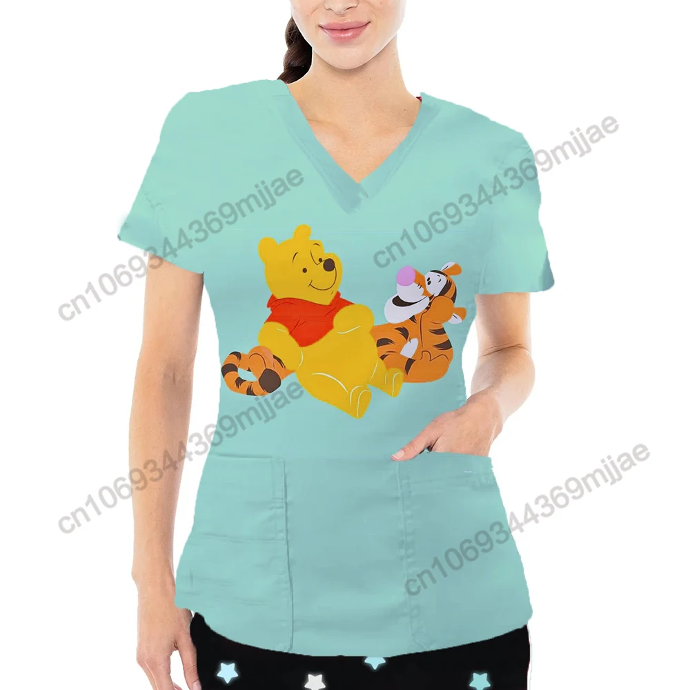 

Disney Woman Clothes V-neck T-shirts for Women Clothing 2023 New Arrivals Nurse Uniform 2000s Tops Y2k Style Pocket Graphic Tees