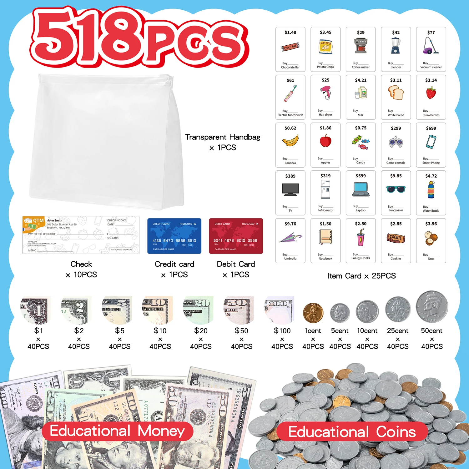 518Pcs Dollar Commemorative Currency Sets Party Favor Banknote Collection Gift Commemorative Note Coins for Birthday Anniversary