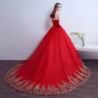 2026 New Ball Gown Lace Tulle Red Wedding Dress With Tail Chinese Pattern Style Cheap China Embroidery Bridal Gown Customized - Image 6
