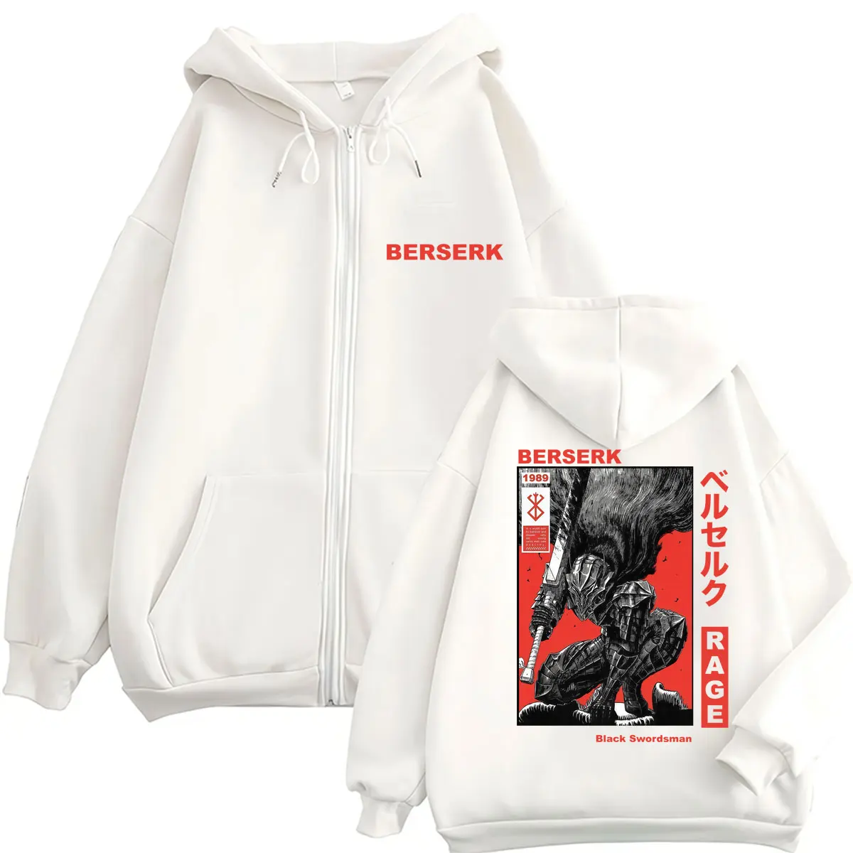 Anime Berserk Guts Zip Up Hoodies Swordsman Gatsu Sacrifice Zodd Hoody Sweatshirt Men Women Vintage Oversized Fleece Coats Male - Image 2