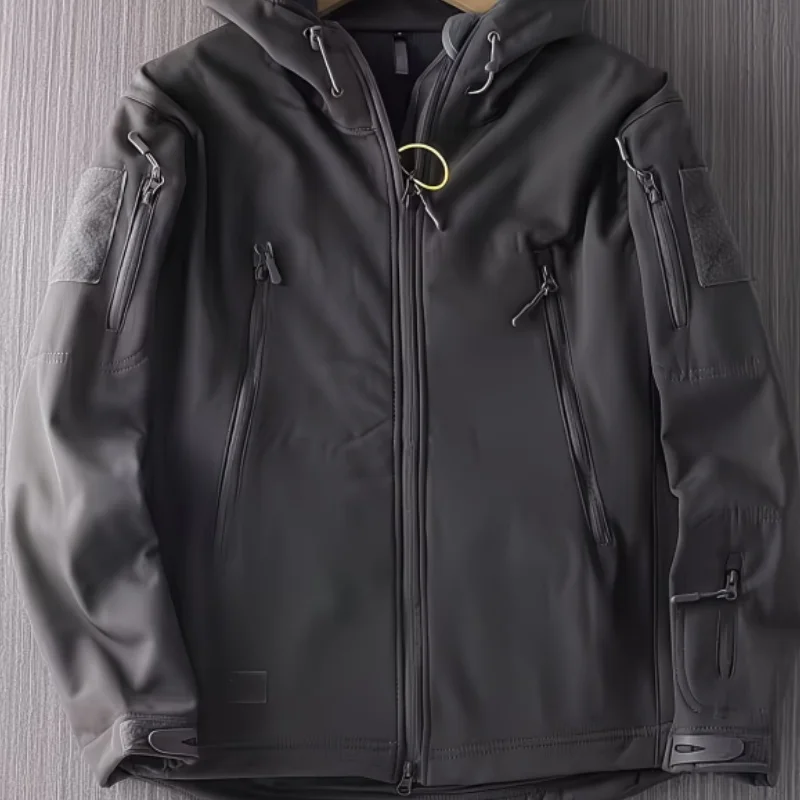 

Men's Softshell Fleece Tactical Jacket Multi-Pocket Workcoat Outdoor Cold-Resistant Warm Clothing Autumn and Winter Ski Jacket