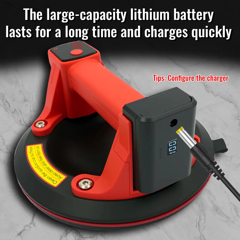 Protable 200KG industrial grade suction cup with large display screen and large capacity lithium battery, easy to operate