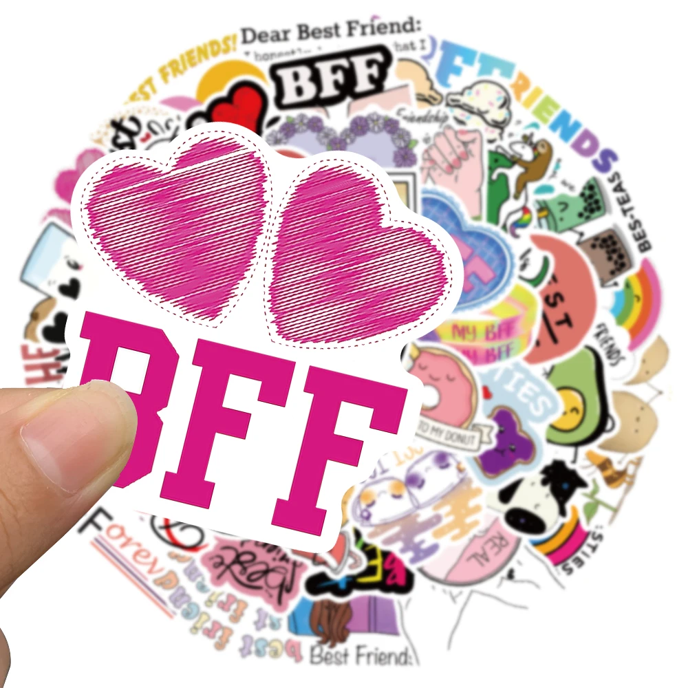 50pcs Cute Cartoon Heart Friendship Waterproof Graffiti Stickers For Laptop Phone Water Bottle Skateboard Car Decals Kids Toy