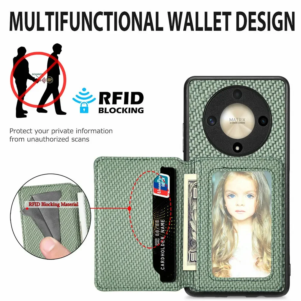 HONOR X9C X9B 5G Skórzane etui na karty Antykradzieżowy magnetyczny panel tylny Honor X9B Etui na telefon Hono X9 C X 9 B Pokrowiec na portfel Funda