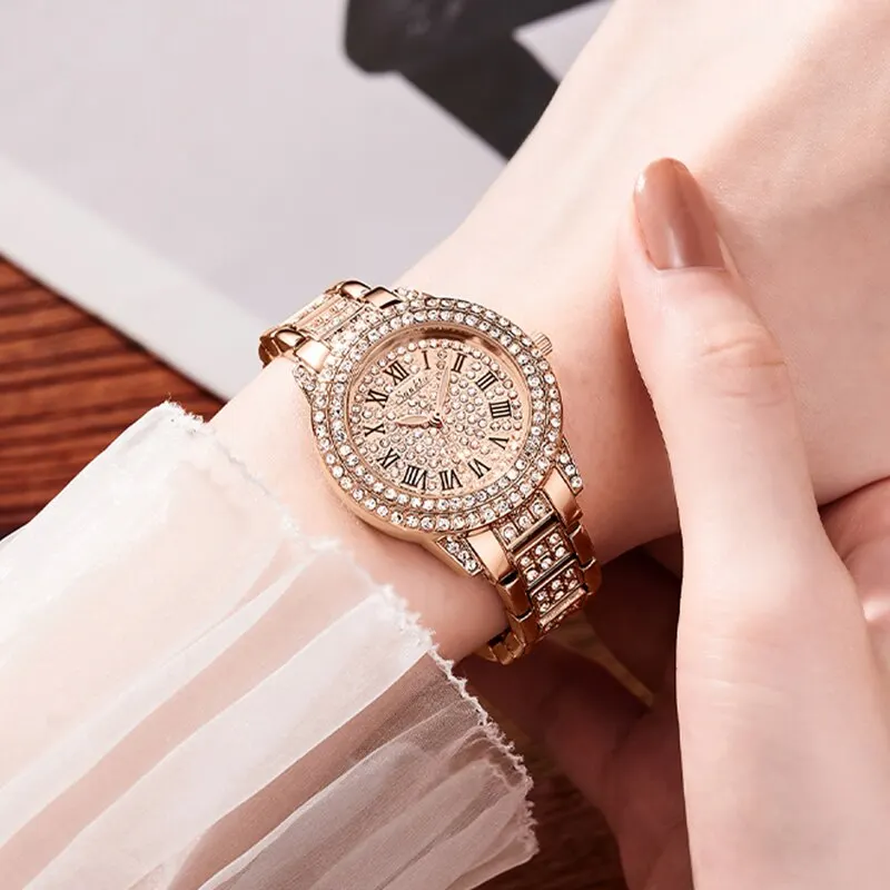 New Gold Women Watches Creative Steel Women Bracelet Wrist Watches Ladies Fashion Waterproof Female Relogio Feminino