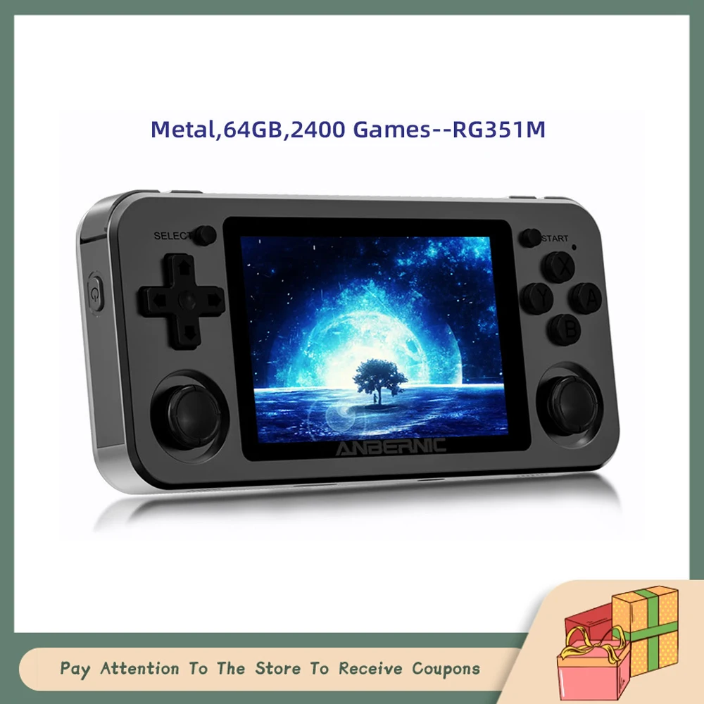 RG351M Wifi PS1 Retro Gaming 2400 Gaming 64G Gaming RG351P - Upgraded Handheld Game Console Fast Shipping