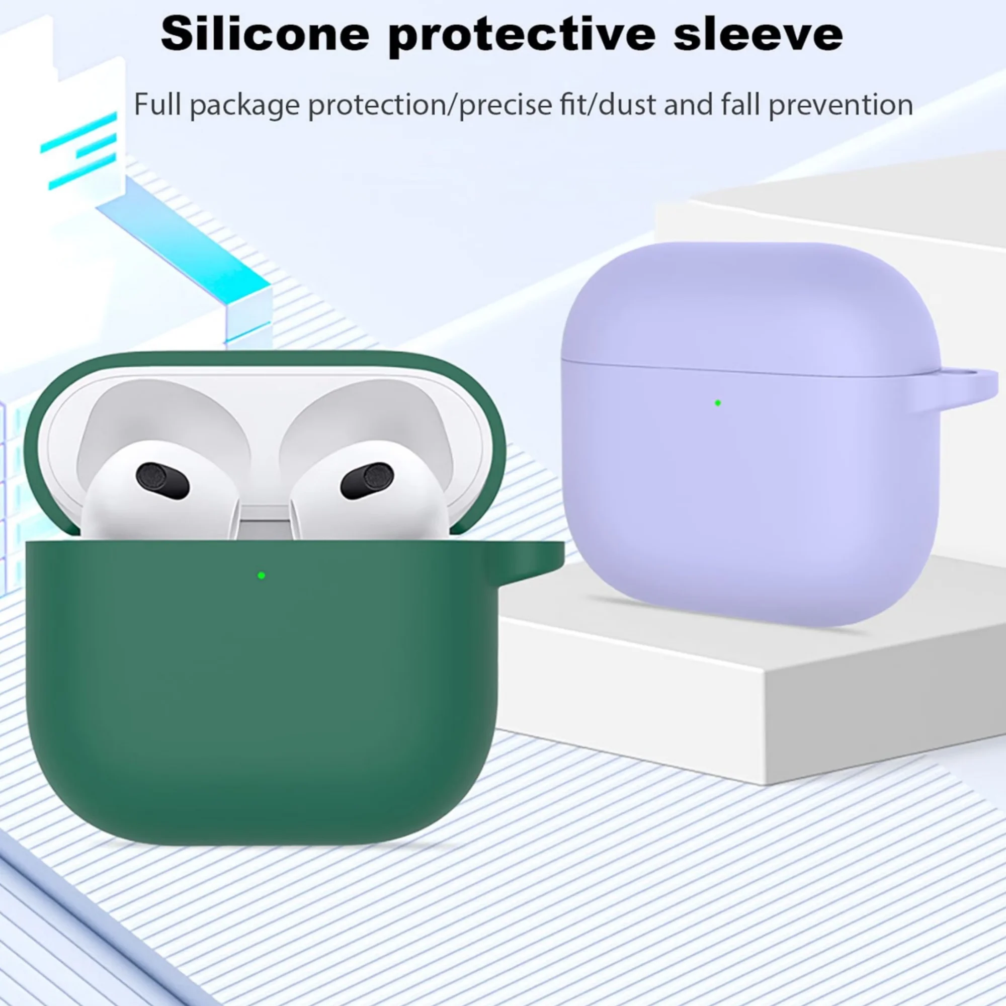 für AirPods 5/4: Weiche Silikonhülle mit Reinigungsset, umfassender Schutz für die Kopfhörer, inklusive Schlüsselanhänger, passend für AirPods 5/4/Pro3. – Detail 3