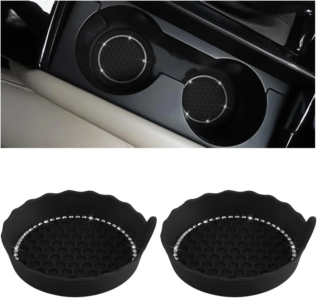 

Bling Car Cup Holder Coaster,Silicone Cup Holder Insert, Universal Non-Slip Cup Mats, Car Accessories Interior for Women Girl