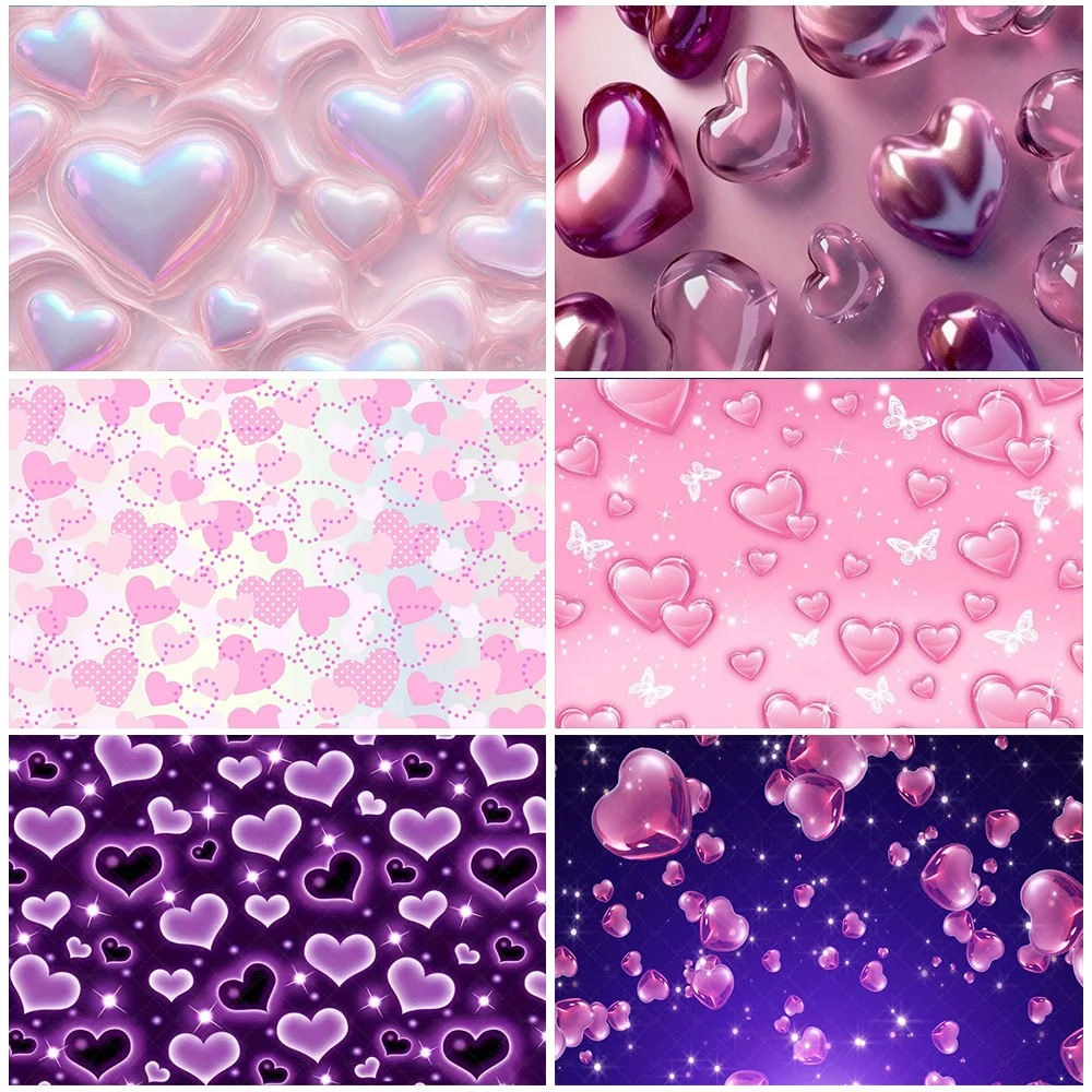 

Pink Hearts Photography Backdrop Romantic Valentines Day Decoration Wedding And Birthday Heart Love Rose Draping Fabric Backdrop