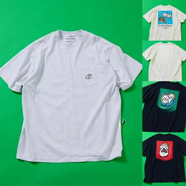 

Хлопковая футболка Matsui×FREAK'S STORE с милой собакой и принтом ex Summer, повседневный круглый топ Ne ort Sve