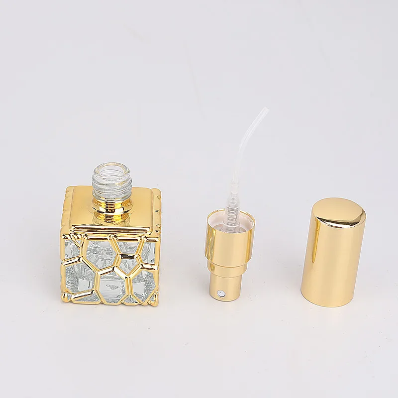 30pcs 10ml Plating Gold Spray Bottle The Water Cube Perfume Refill Bottle Small Sample Travel Essentials Glass Perfume Bottle