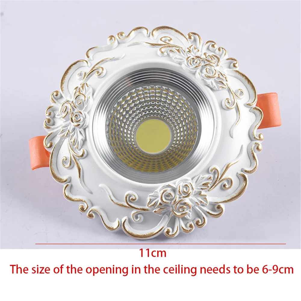 European Resin Lace Recessed Led Spotlights For Ceiling Interior Cob Home Decor 5W 7W 110V 220V Living Room Ivory Coweye Lamp