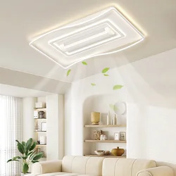 QUASHION Modern Living Room Ceiling Fan Light LED Remote Control Cylinder Bladeless Mute Fan Ceiling Lamps Bedroom Decor Lustres