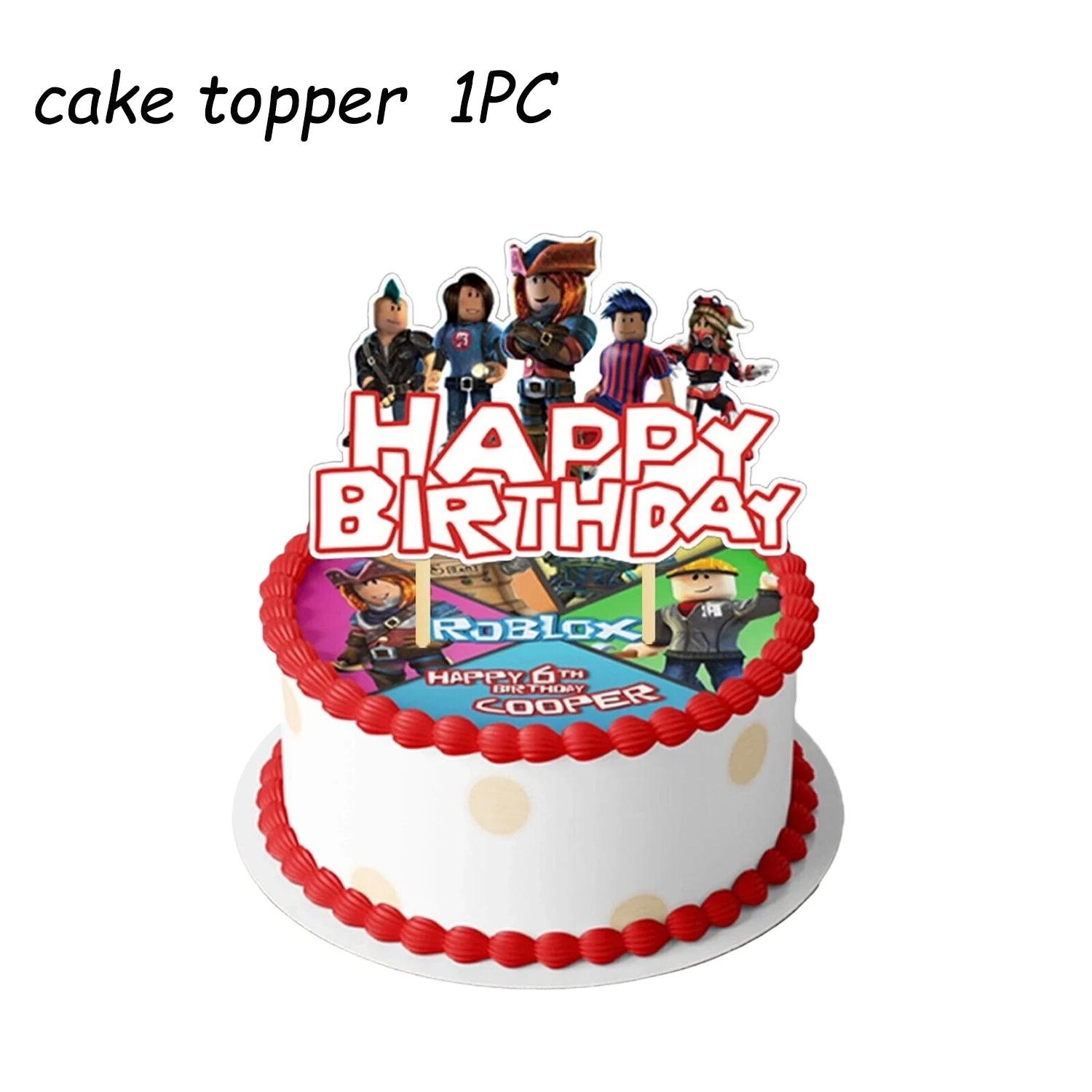 Roblox حفلة عيد ميلاد كعكة توبر كب كيك توبر مجموعات استحمام الطفل للأطفال حفلة عيد ميلاد زينة لوازم الهدايا #4