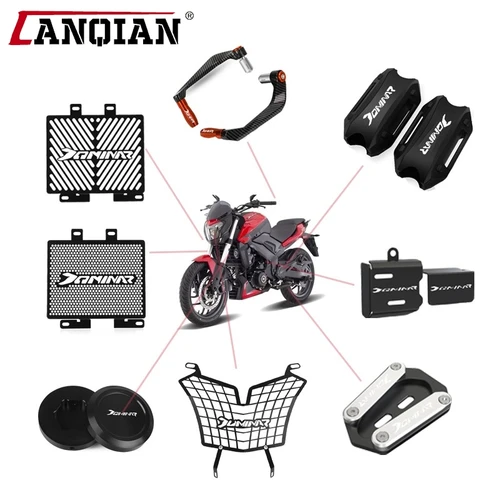 Protector de faro para BAJAJ DOMINAR 250 400, soporte lateral, tapa de depósito de líquido de frenos, Protector de rejilla de radiador, Protector de palanca