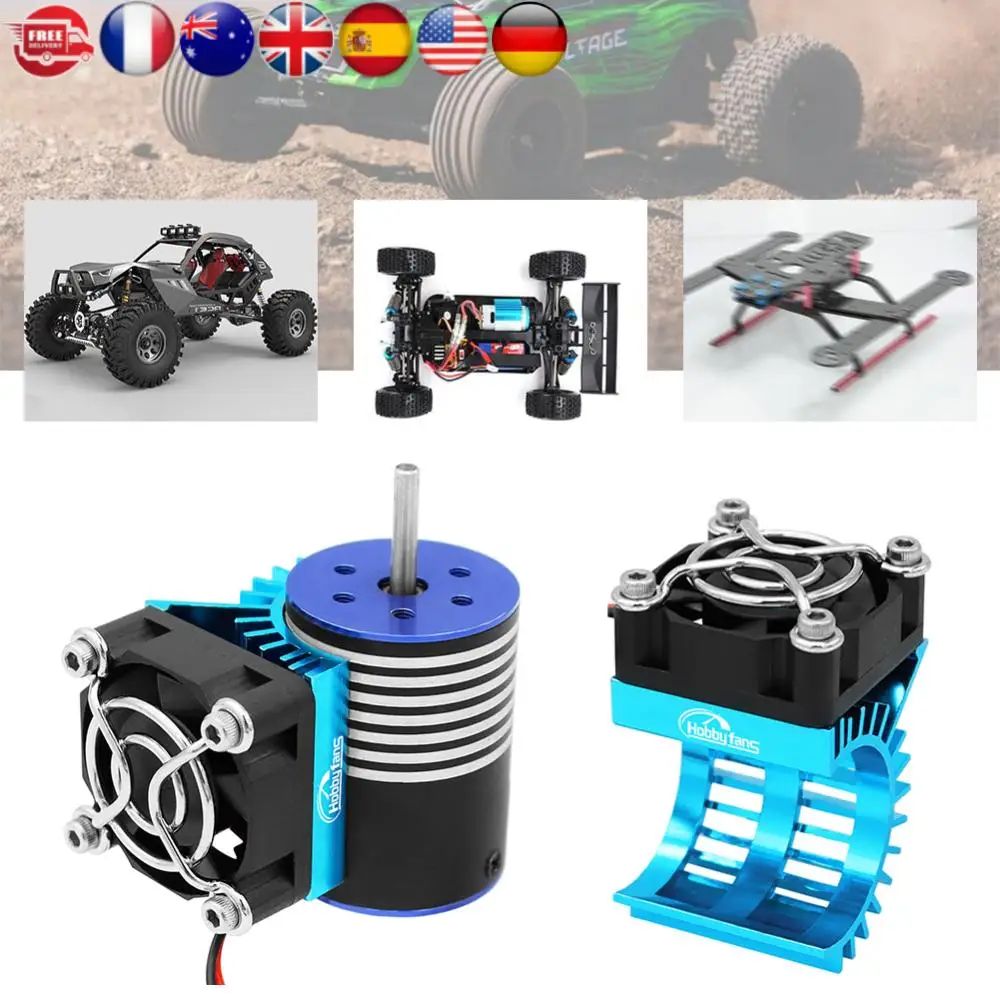 RC Motor Heat Sink with Cooling Fan for 1/14 1/16 1/18 370 380 390 RC Car for 2838 2858 2845 Brushless Motor