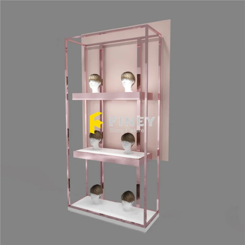 custom.Customized Wig Store Interior Design Decoration Factory Price Salon  Mannequin Rose Wig Display Furniture
