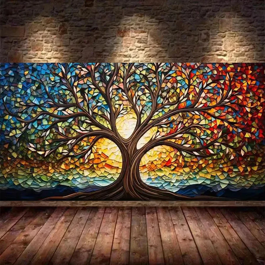 

Tree of Life Large Size Diy Diamond Arts Painting Full Square Round Drill Mosaic Embroidery Pictures Mythology Gift 220x110cm