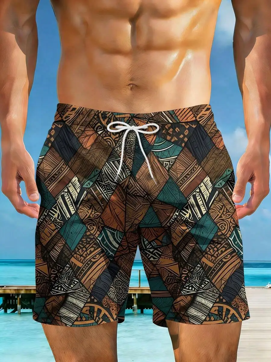 

Mens Patterned Beach Shorts Summer Casual Swim Trunks