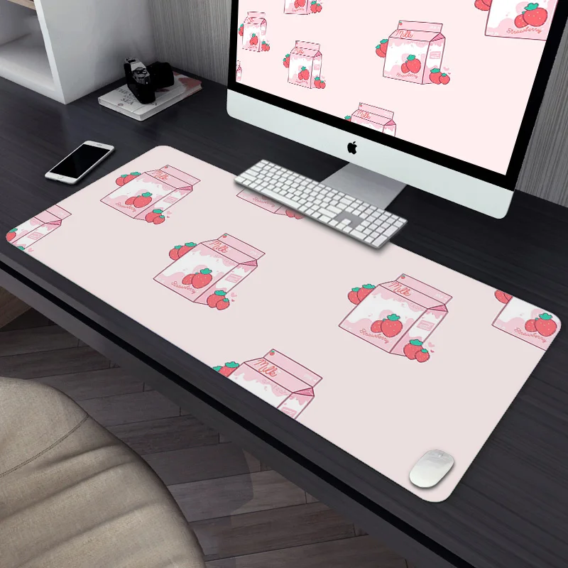 Drop Shipping Strawberry Milk Pink Mouse Pad Anime