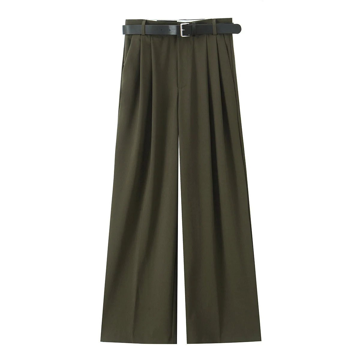Spring 2025 New Burgundy Suits Pants for Women Office Lady Elegant High Waist Wide Leg Fashion Trousers with Pockets Black Gray