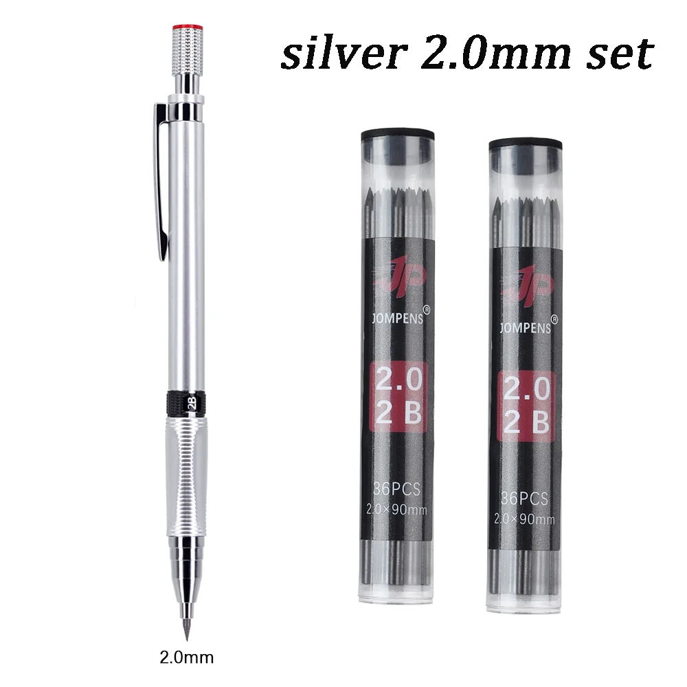 Creatieve 0,5/0,7/2,0 mm mechanische potloodset met 2 dozen stiften, automatische potloodschets schilderen kantoor schrijven briefpapier levering