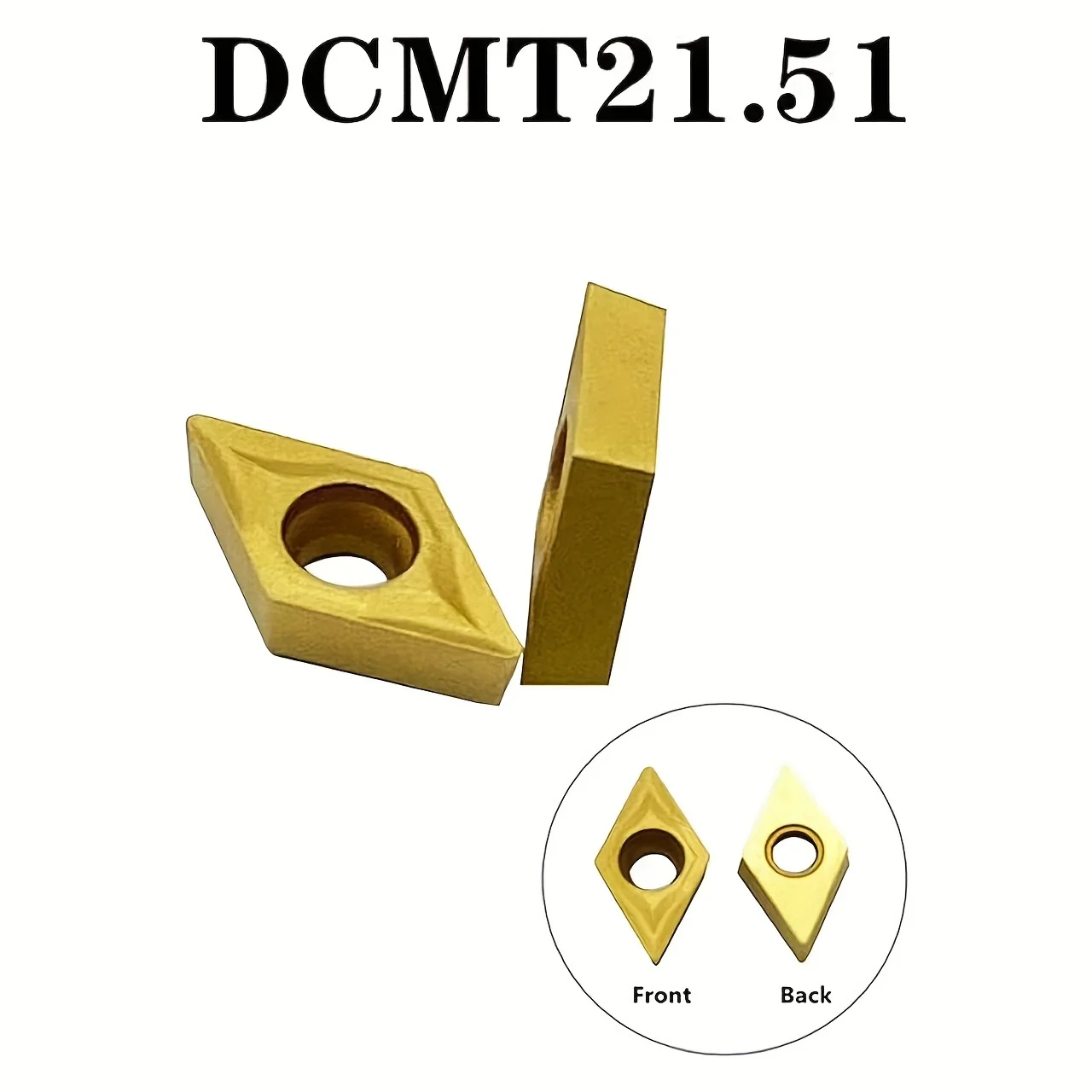

100pcs DCMT070204 Carbide Inserts, Gold Coated, High Wear Resistance & Precision, Universal for CNC Turning Tools
