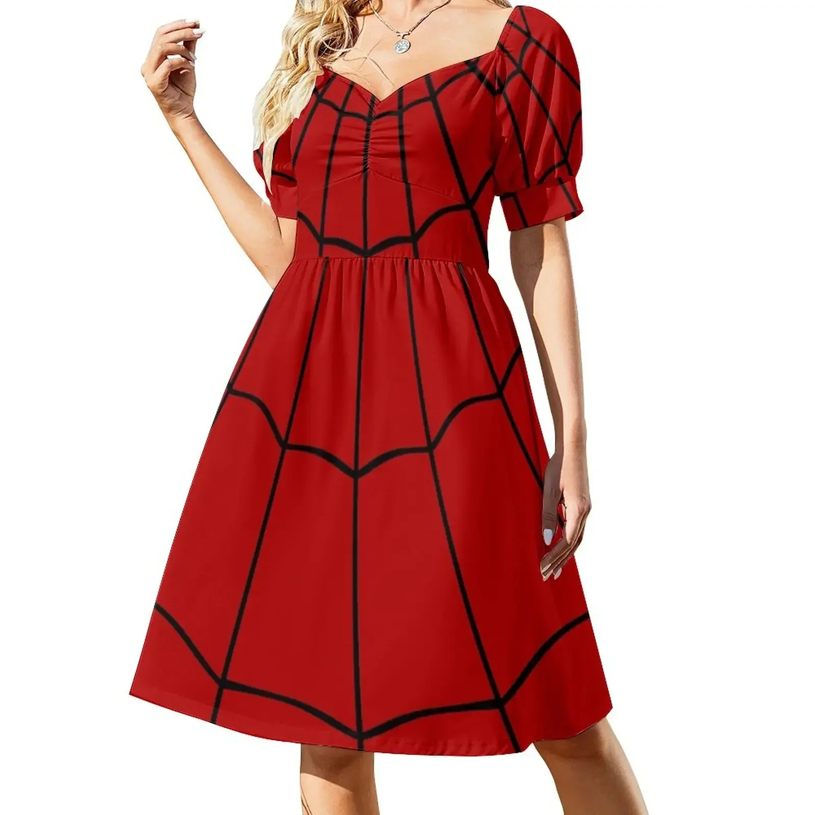 

Spider Web - Red Sleeveless Dress evening dress woman summer outfits for women 2025 long sleeve dress Party dresses